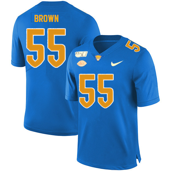2019 Men #55 Chase Brown Pitt Panthers College Football Jerseys Sale-Royal